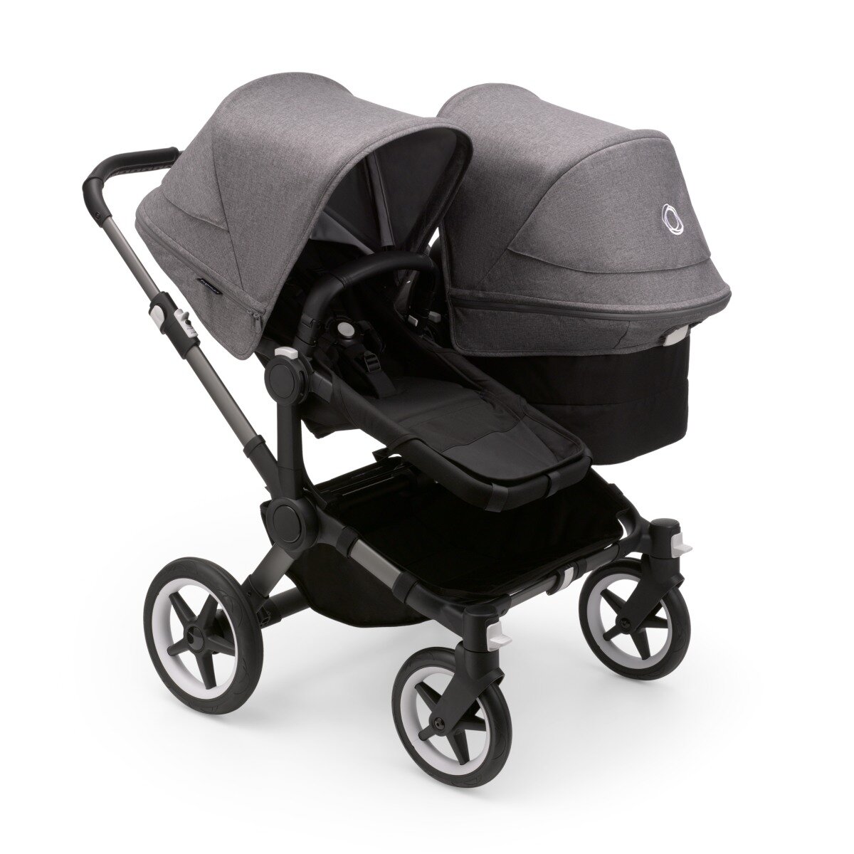 Bugaboo Donkey 5 Duo Mix & Match Geschwisterkinderwagen Graphit - Mitternachtsschwarz Grau Meliert