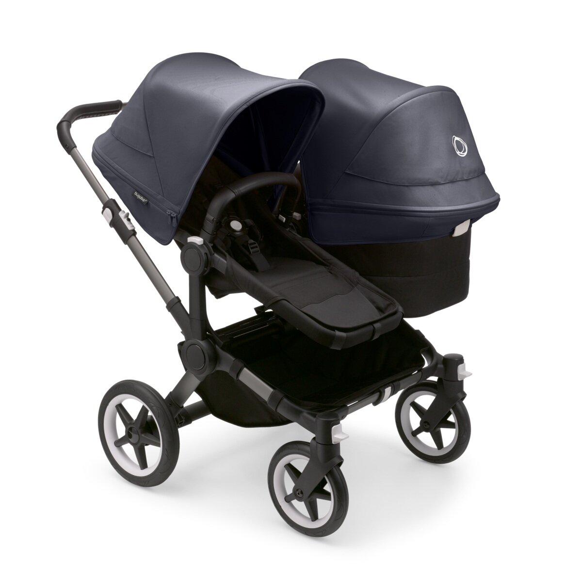 Bugaboo Donkey 5 Duo Mix & Match Geschwisterkinderwagen Graphit - Mitternachtsschwarz Sturmblau