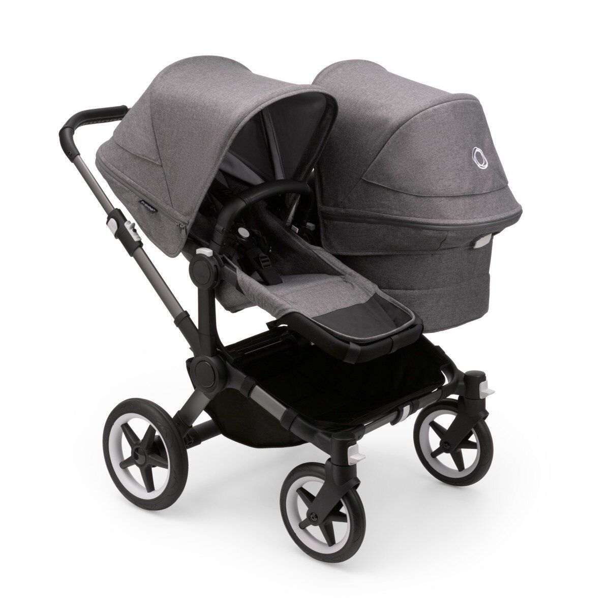 Bugaboo Donkey 5 Duo Mix & Match Geschwisterkinderwagen Graphit - Grau Meliert Grau Meliert