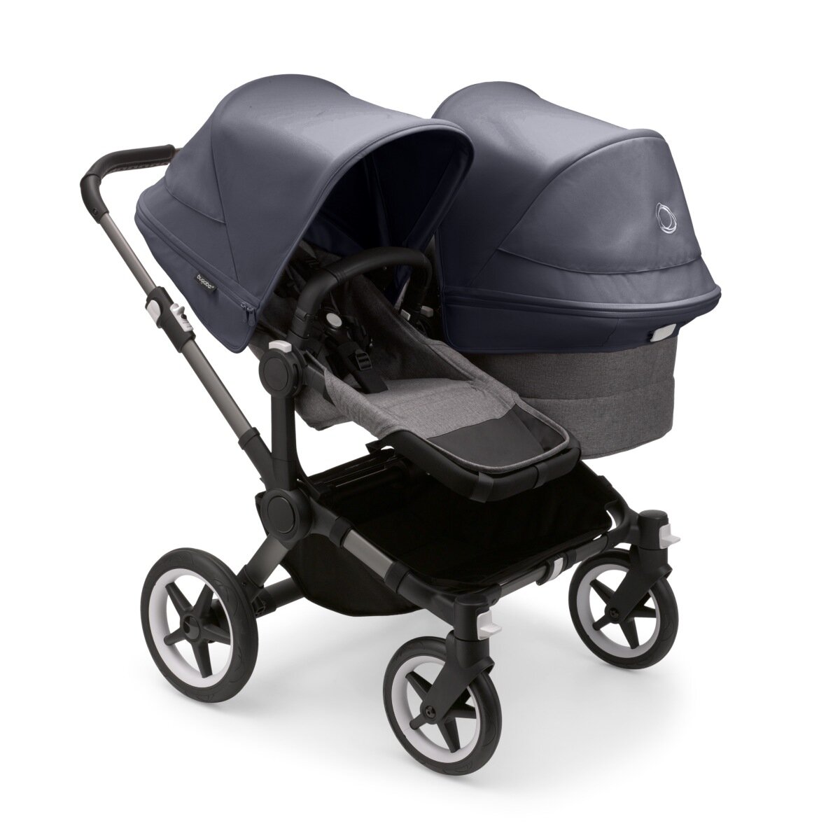 Bugaboo Donkey 5 Duo Mix & Match Geschwisterkinderwagen Graphit - Grau Meliert Sturmblau
