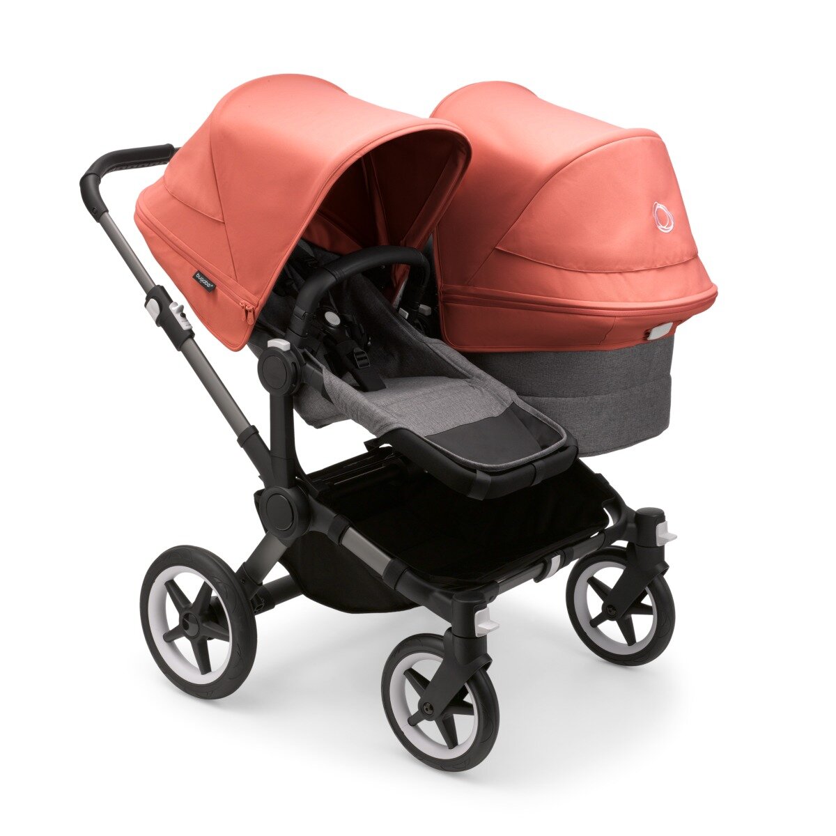 Bugaboo Donkey 5 Duo Mix & Match Geschwisterkinderwagen Graphit - Grau Meliert Morgenrot