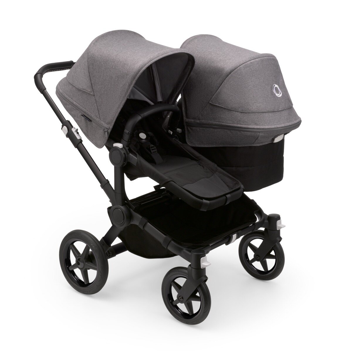 Bugaboo Donkey 5 Duo Mix & Match Geschwisterkinderwagen Schwarz - Mitternachtsschwarz Grau Meliert
