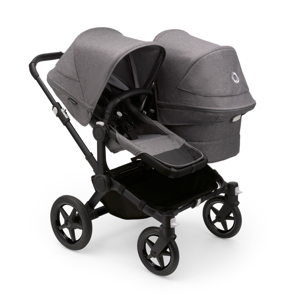 Bugaboo Donkey 5 Duo Mix & Match Geschwisterkinderwagen Schwarz - Grau Meliert Grau Meliert