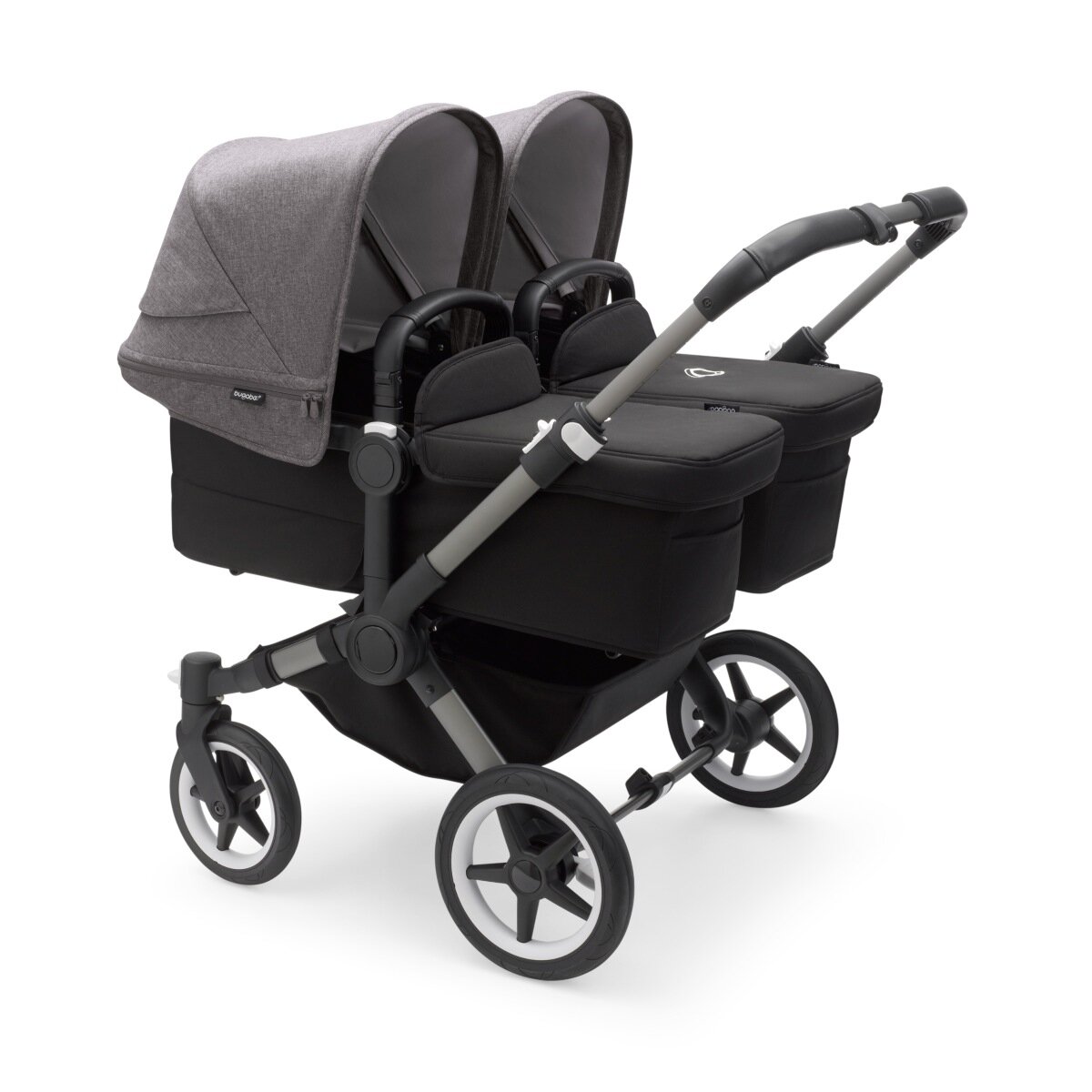 Bugaboo Donkey 5 Twin Mix & Match Zwillingskinderwagen Graphit - Mitternachtsschwarz Grau Meliert