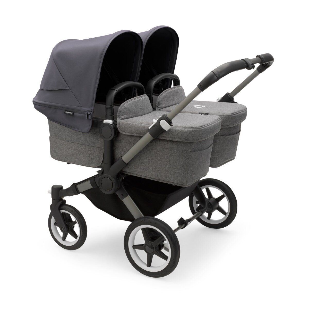 Bugaboo Donkey 5 Twin Mix & Match Zwillingskinderwagen Graphit - Grau Meliert Sturmblau