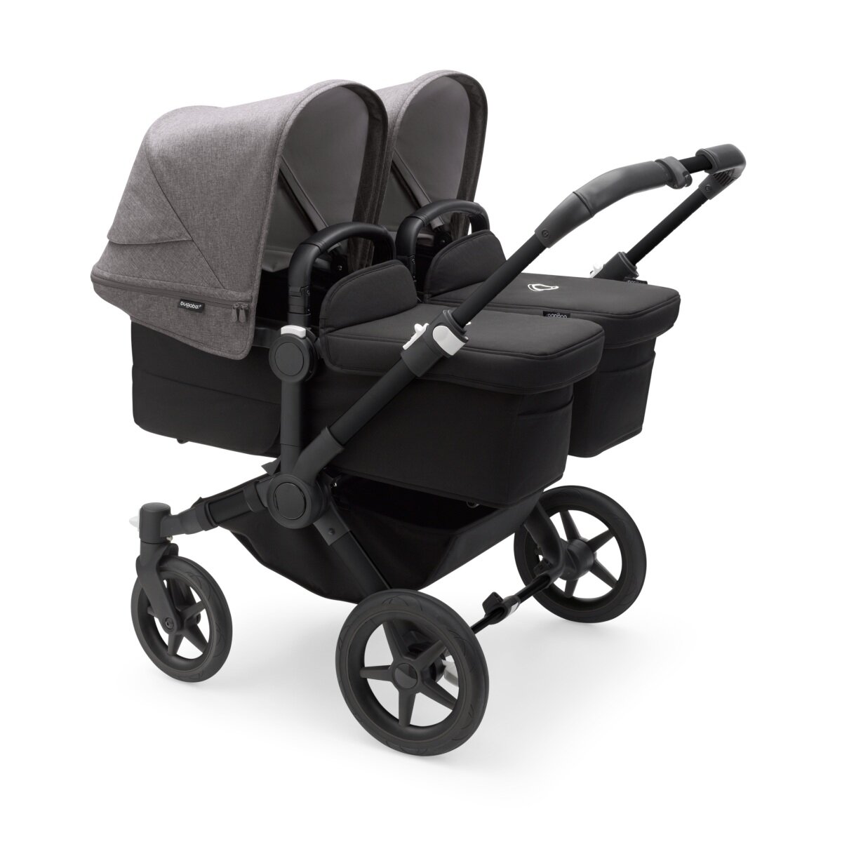 Bugaboo Donkey 5 Twin Mix & Match Zwillingskinderwagen Schwarz - Mitternachtsschwarz Grau Meliert