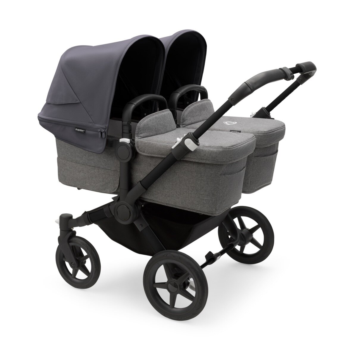 Bugaboo Donkey 5 Twin Mix & Match Zwillingskinderwagen Schwarz - Grau Meliert Sturmblau