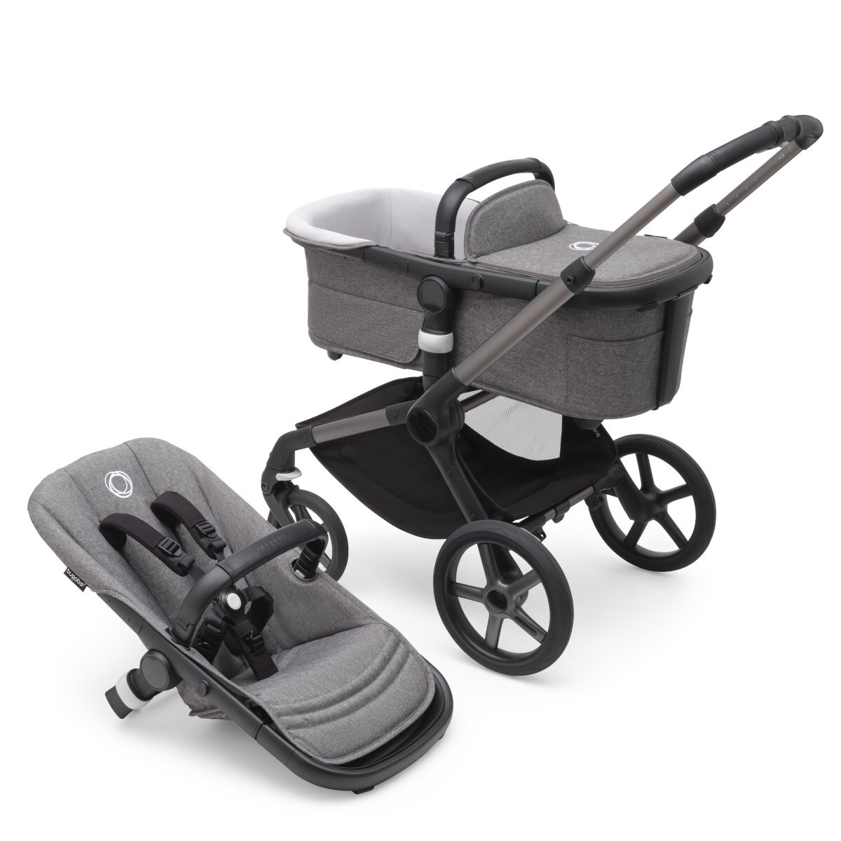 Bugaboo Fox 5 Kinderwagen Basis Schwarz - Grau Meliert