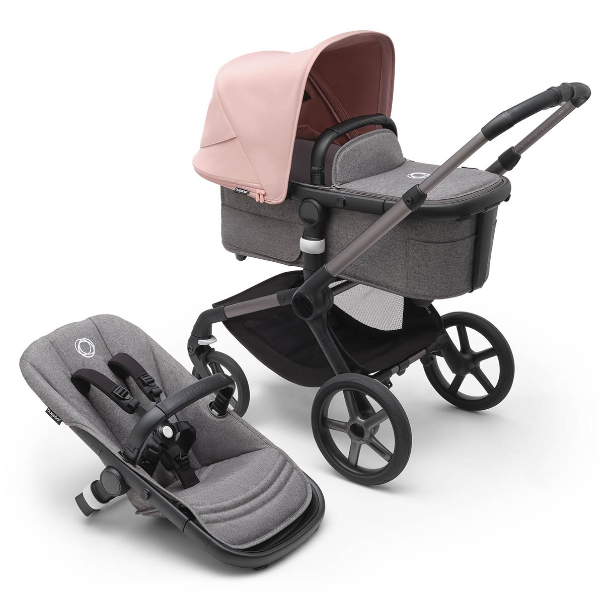 Bugaboo Kinderwagen Fox 5 Graphit - Grau Meliert Morning Pink