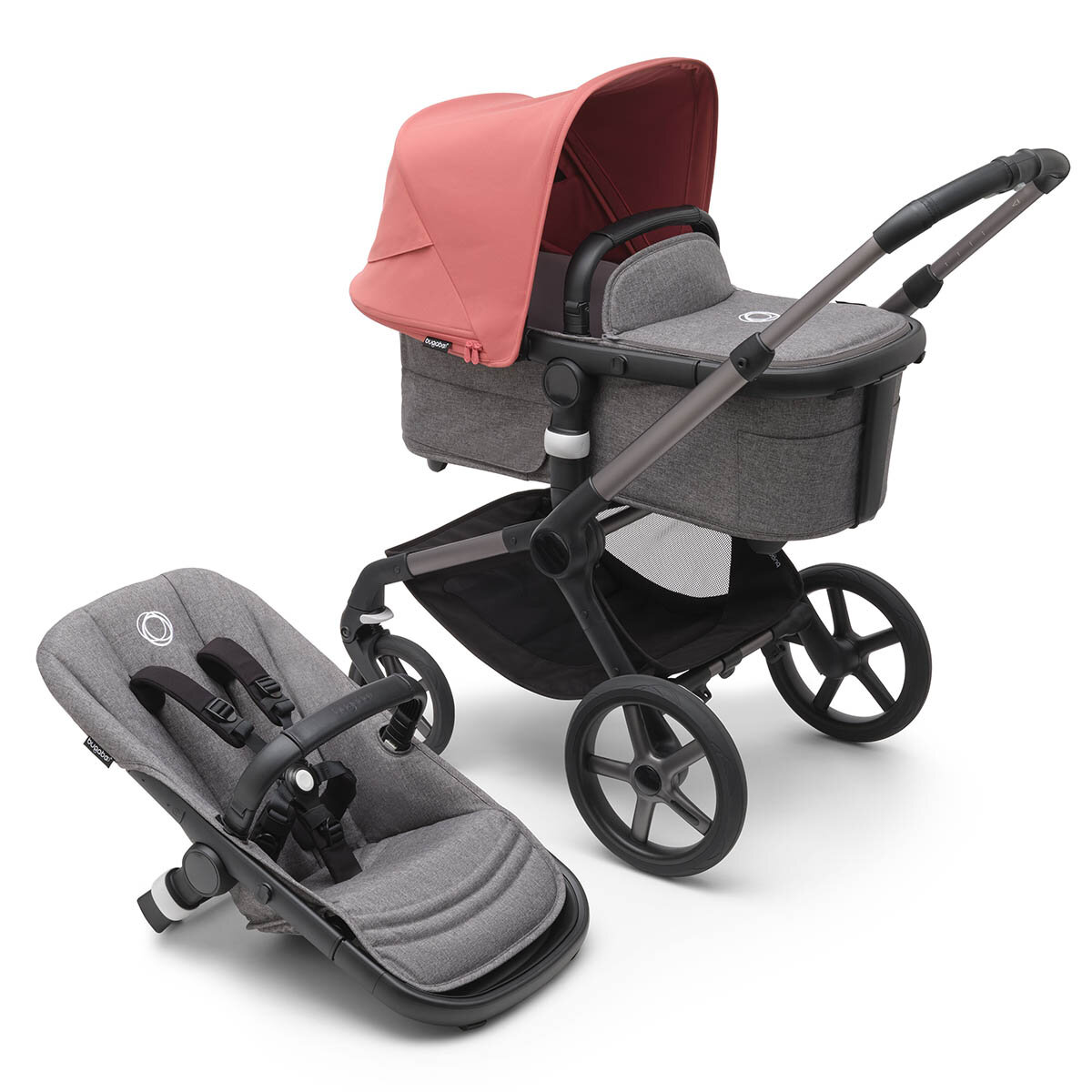 Bugaboo Kinderwagen Fox 5 Graphit - Grau Meliert Sunrise Red