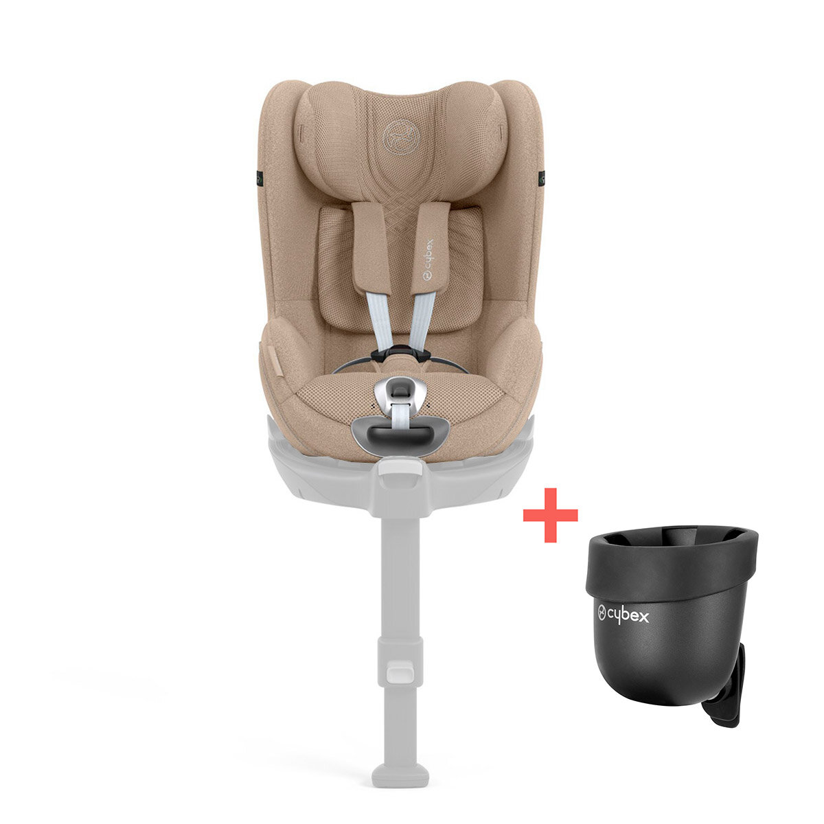 Cybex Kindersitz Sirona T I-Size Plus + Getränkehalter Cozy Beige