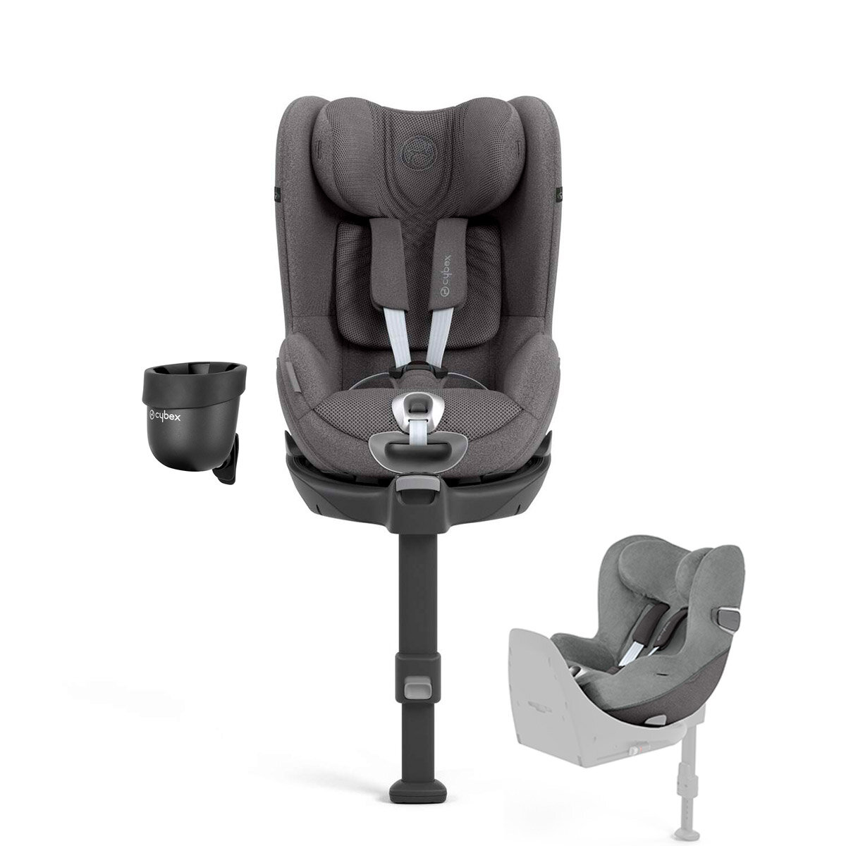 Cybex Kindersitz Sirona T Plus Mirage Grey + Gratis Sommerbezug + Gratis Becherhalter