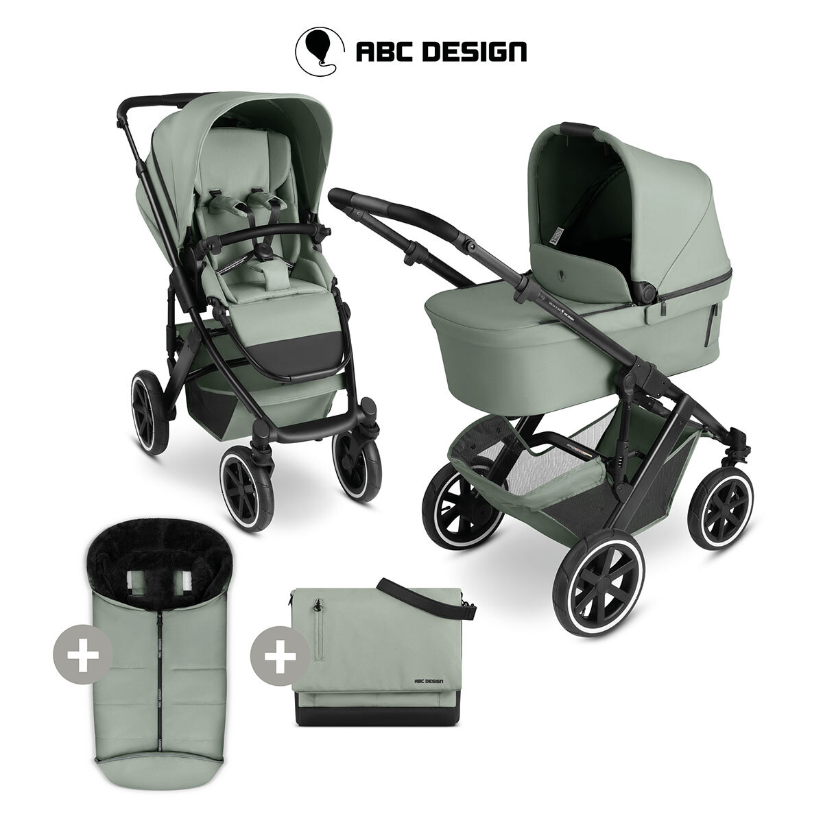 ABC Design Kombi-Kinderwagen Salsa 5 Air + Gratis Wickeltasche Urban + Gratis Winterfußsack Pine