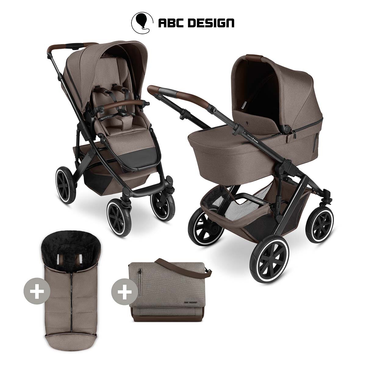ABC Design Kombi-Kinderwagen Salsa 5 Air + Gratis Wickeltasche Urban + Gratis Winterfußsack Nature
