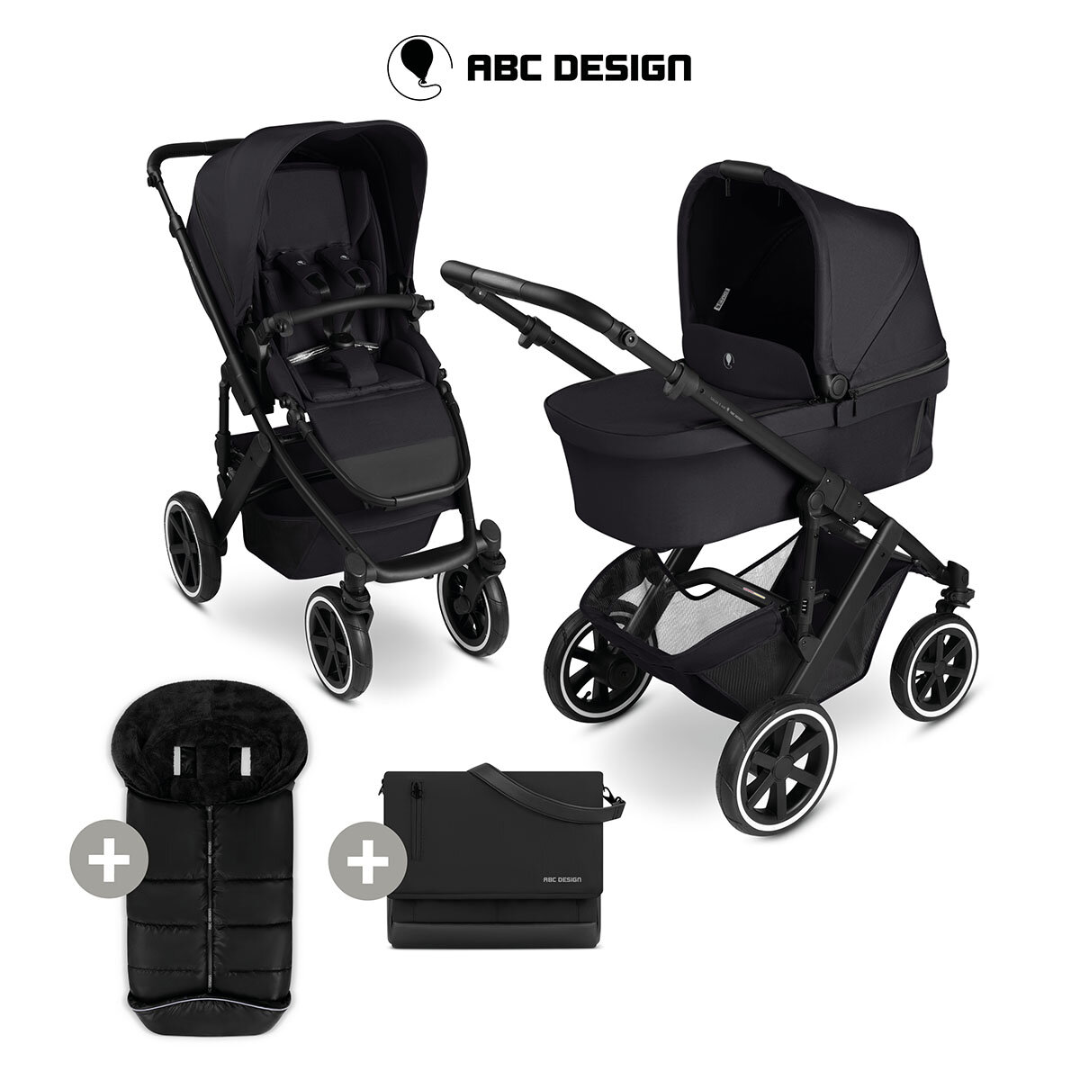 ABC Design Kombi-Kinderwagen Salsa 5 Air + Gratis Wickeltasche Urban + Gratis Winterfußsack Coal