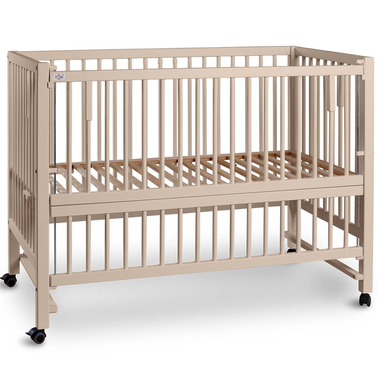 tiSsi Beistellbett/Kinderbett HAJO Buche 120x60 cm seiden-beige