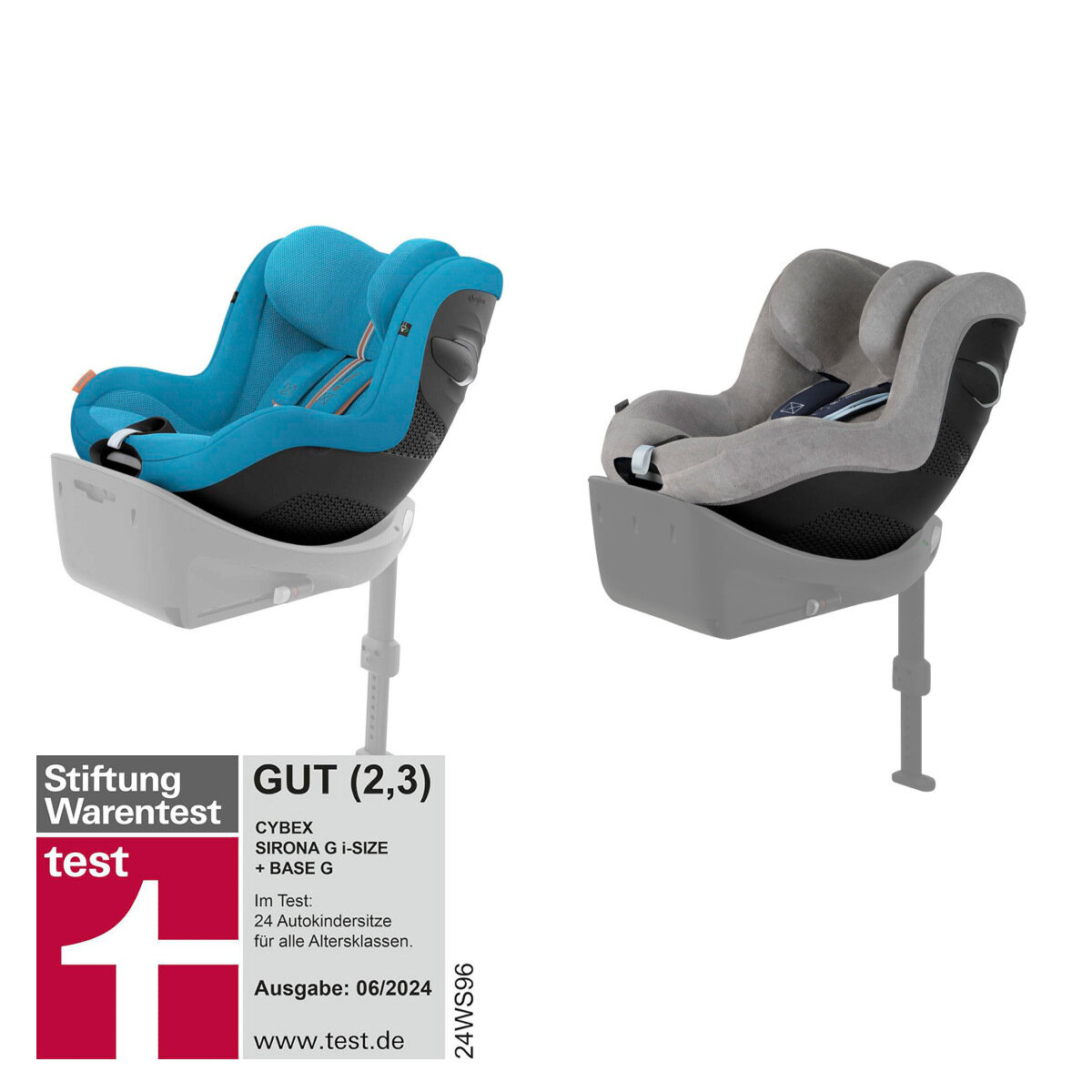 Cybex Kindersitz Sirona G i-Size Beach Blue Plus inklusive Sommerbezug Grey