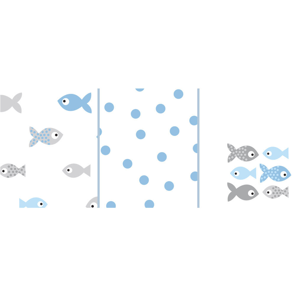 Odenwälder Doppelmull-Windeln fish in the sea 3er-Pack ice blue