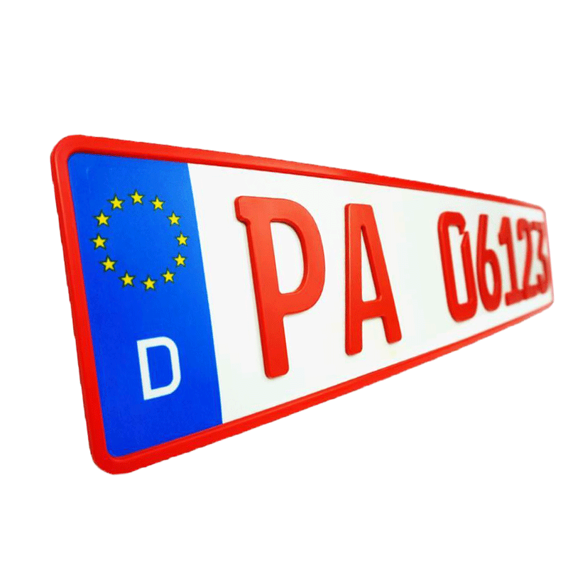 3D Händlerkennzeichen rot 520 mm ROT