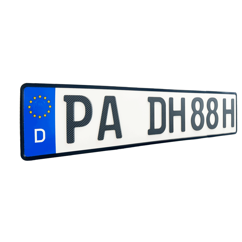 3D H-Kennzeichen 520 mm CARBON MATT