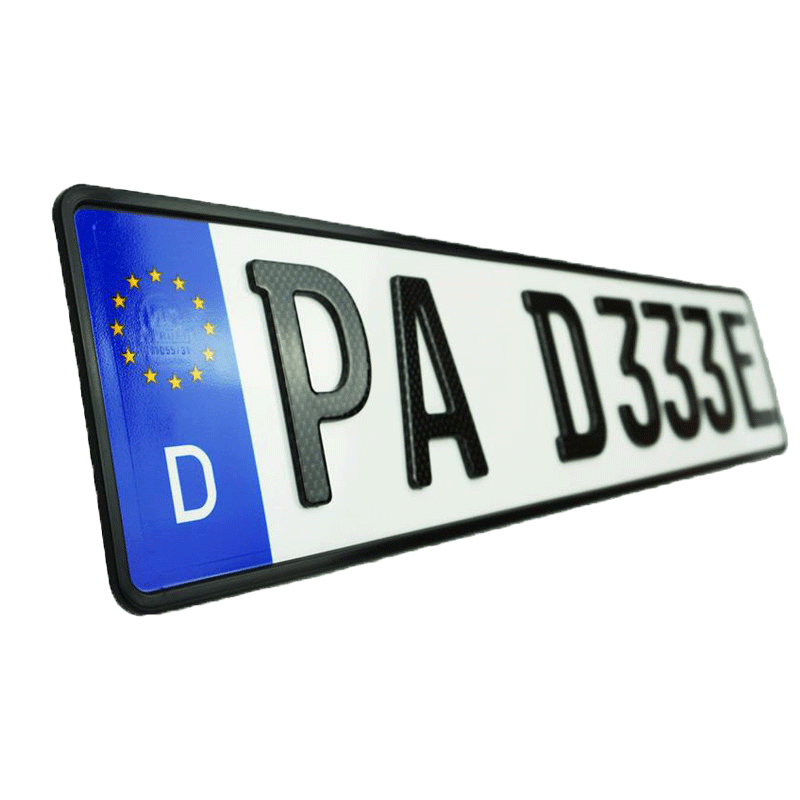 3D E-Kennzeichen 520 mm CARBON GLANZ