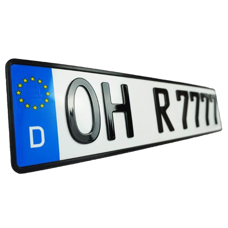 3D Kennzeichen für Fahrradträger 520 mm HOCHGLANZ