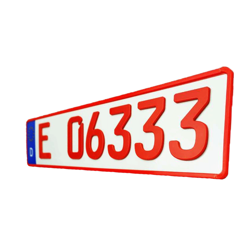 3D Händlerkennzeichen rot kurz ROT