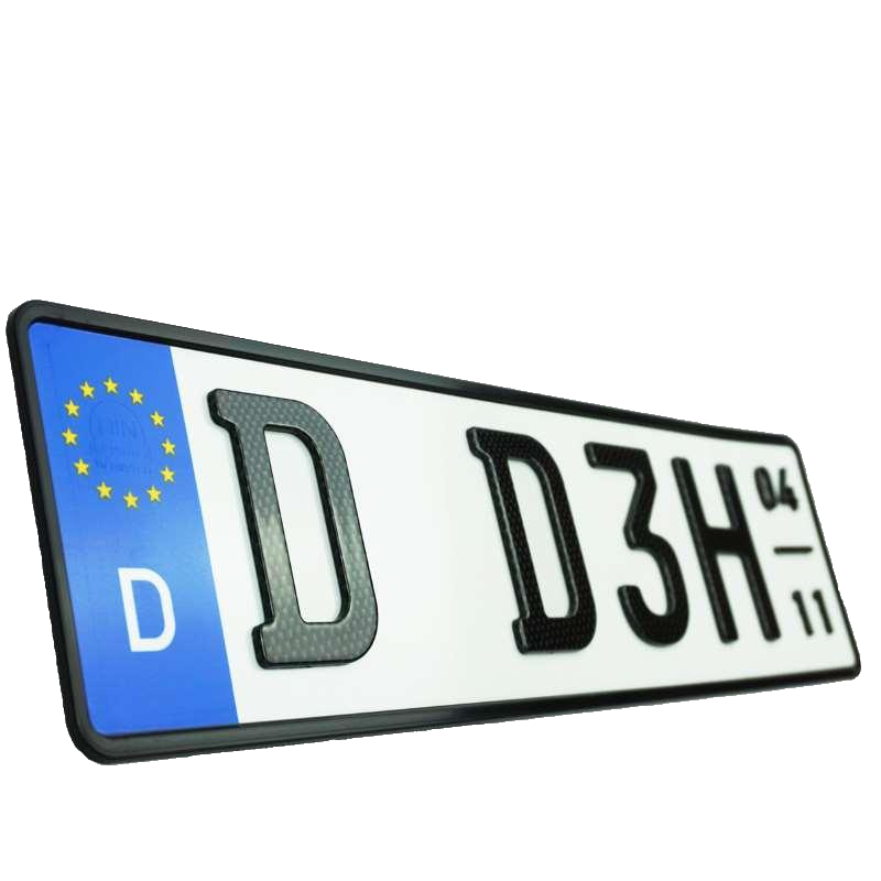 3D H-Kennzeichen mit Saison kurz CARBON GLANZ