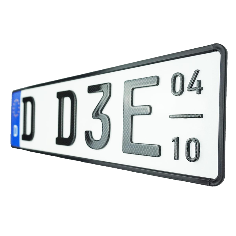 3D E-Kennzeichen mit Saison kurz CARBON GLANZ