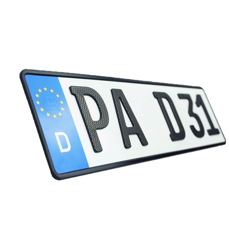 3D Kennzeichen für Fahrradträger kurz CARBON MATT