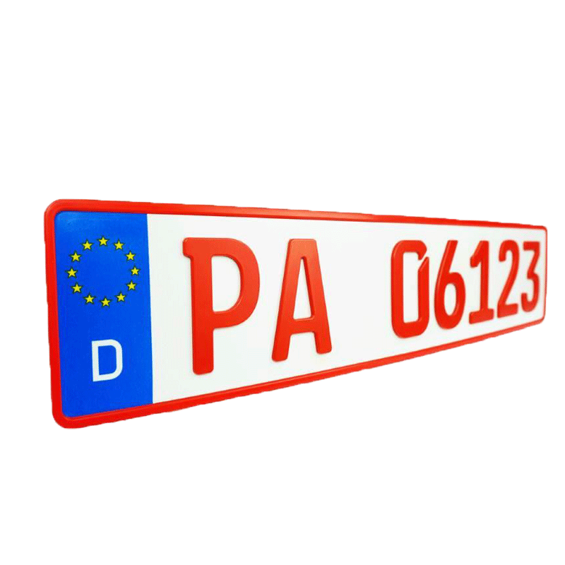 3D Händlerkennzeichen rot kurz magnetisch ROT