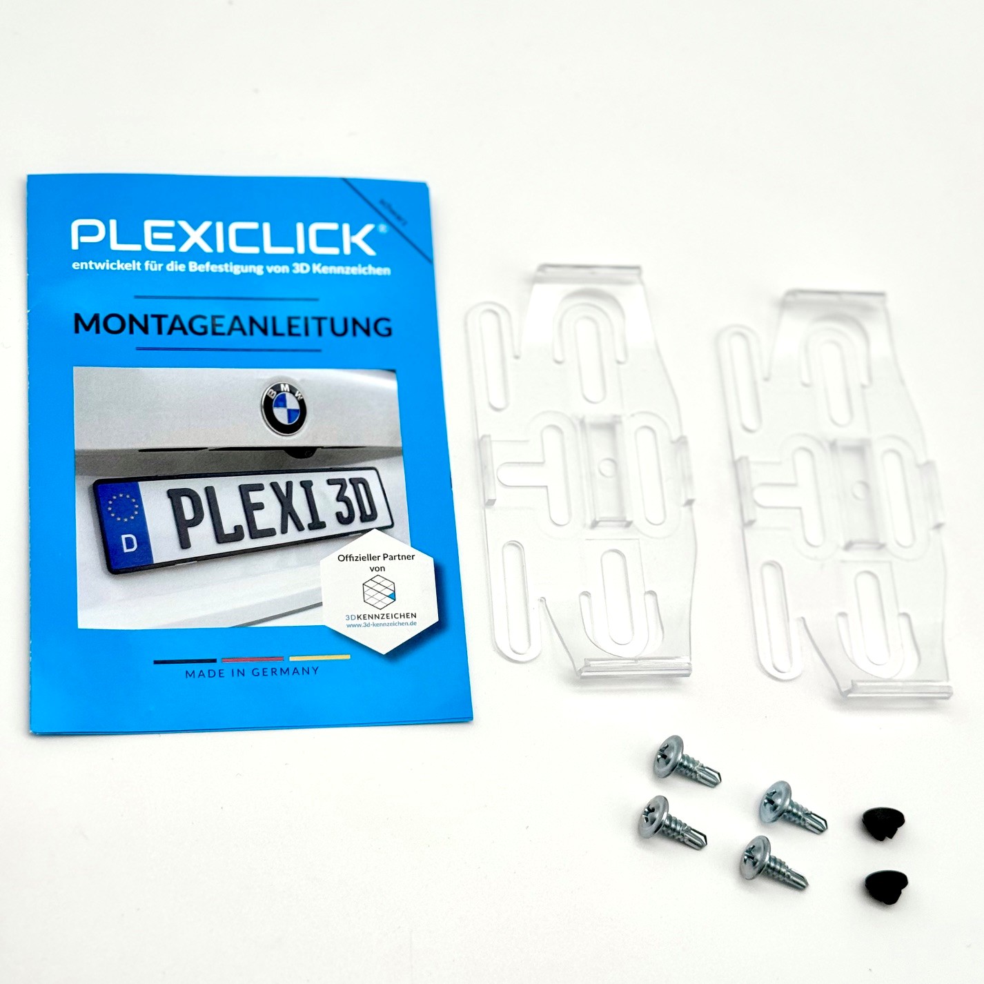 Plexiclick für 3D Kennzeichen Transparent