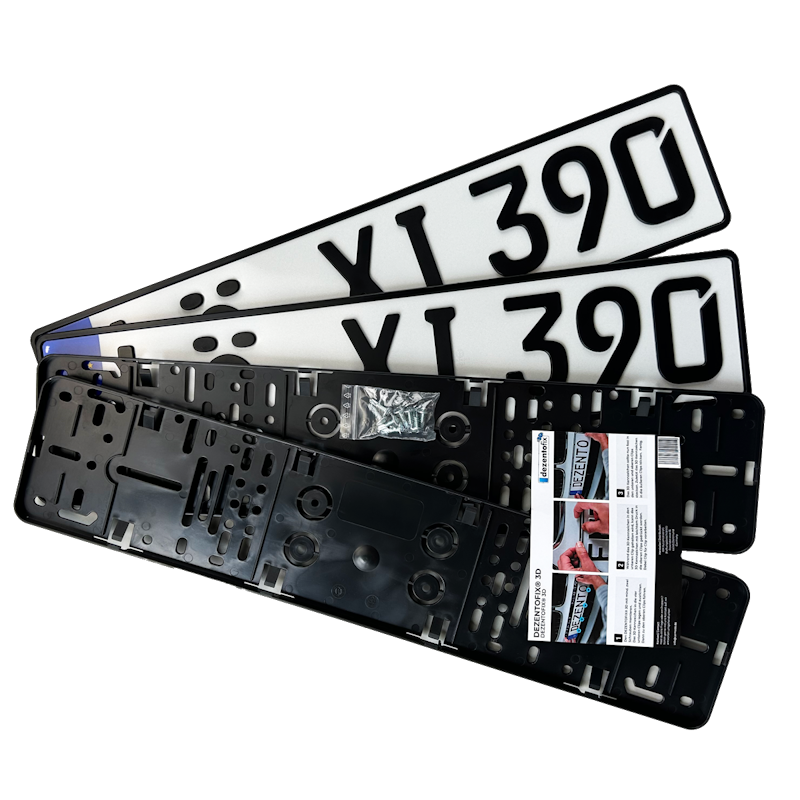 Spar-Set Dezentofix 3D Kennzeichen 520 mm MATT