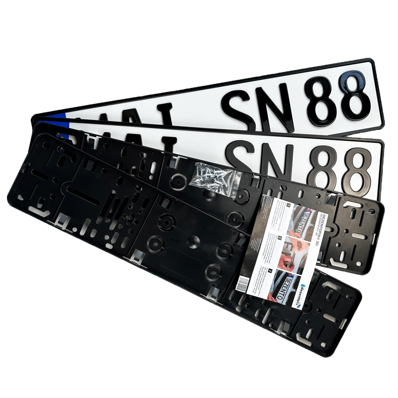 Spar-Set Dezentofix 3D Kennzeichen 520 mm HOCHGLANZ