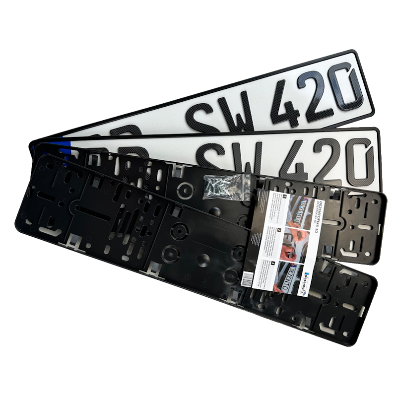 Spar-Set Dezentofix 3D Kennzeichen 520 mm CARBON GLANZ