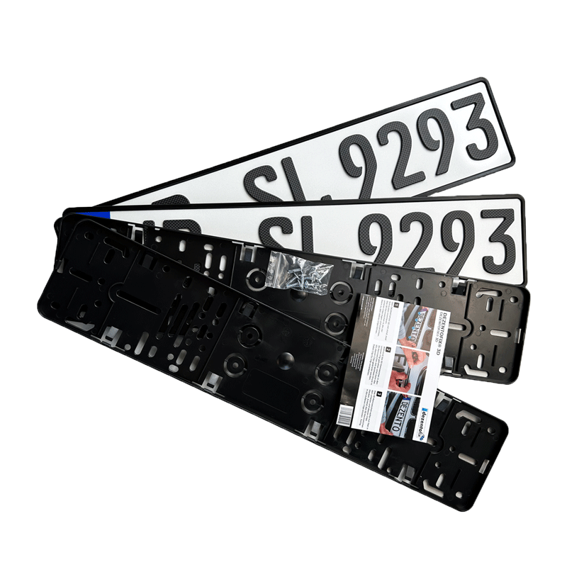 Spar-Set Dezentofix 3D Kennzeichen 520 mm CARBON MATT