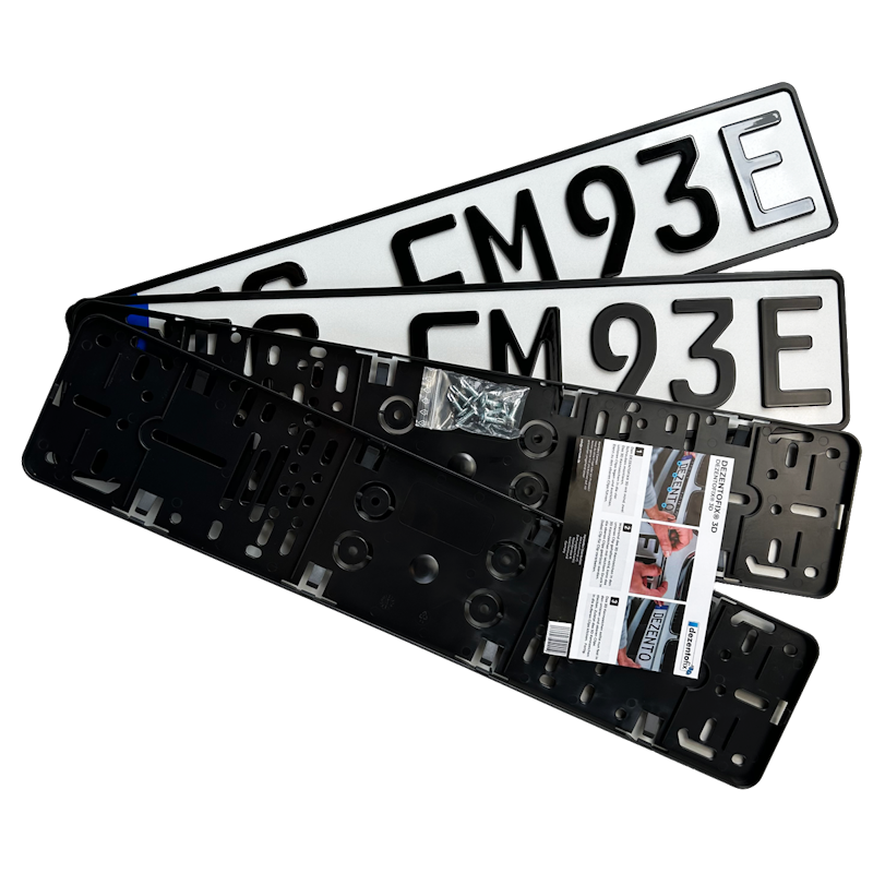 Spar-Set Dezentofix 3D E-Kennzeichen 520 mm HOCHGLANZ