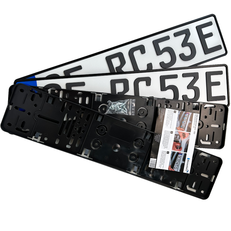 Spar-Set Dezentofix 3D E-Kennzeichen 520 mm CARBON MATT