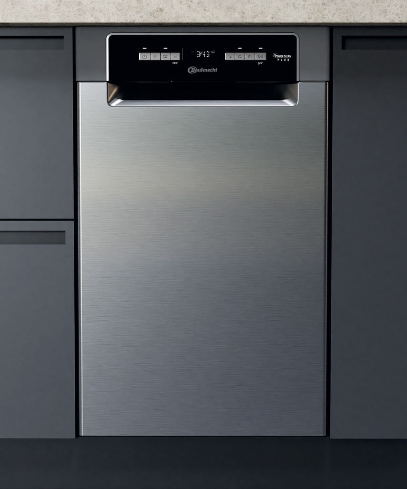 Bauknecht Geschirrspüler: 45 cm Kompaktgerät, Farbe Edelstahl - BSUO 3O23 PF X