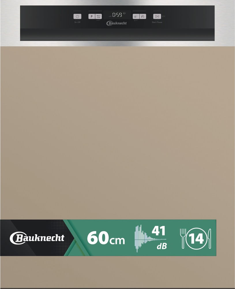 Bauknecht teilintegrierter Geschirrspüler: 60 cm, Farbe Edelstahl - B0B D651A X