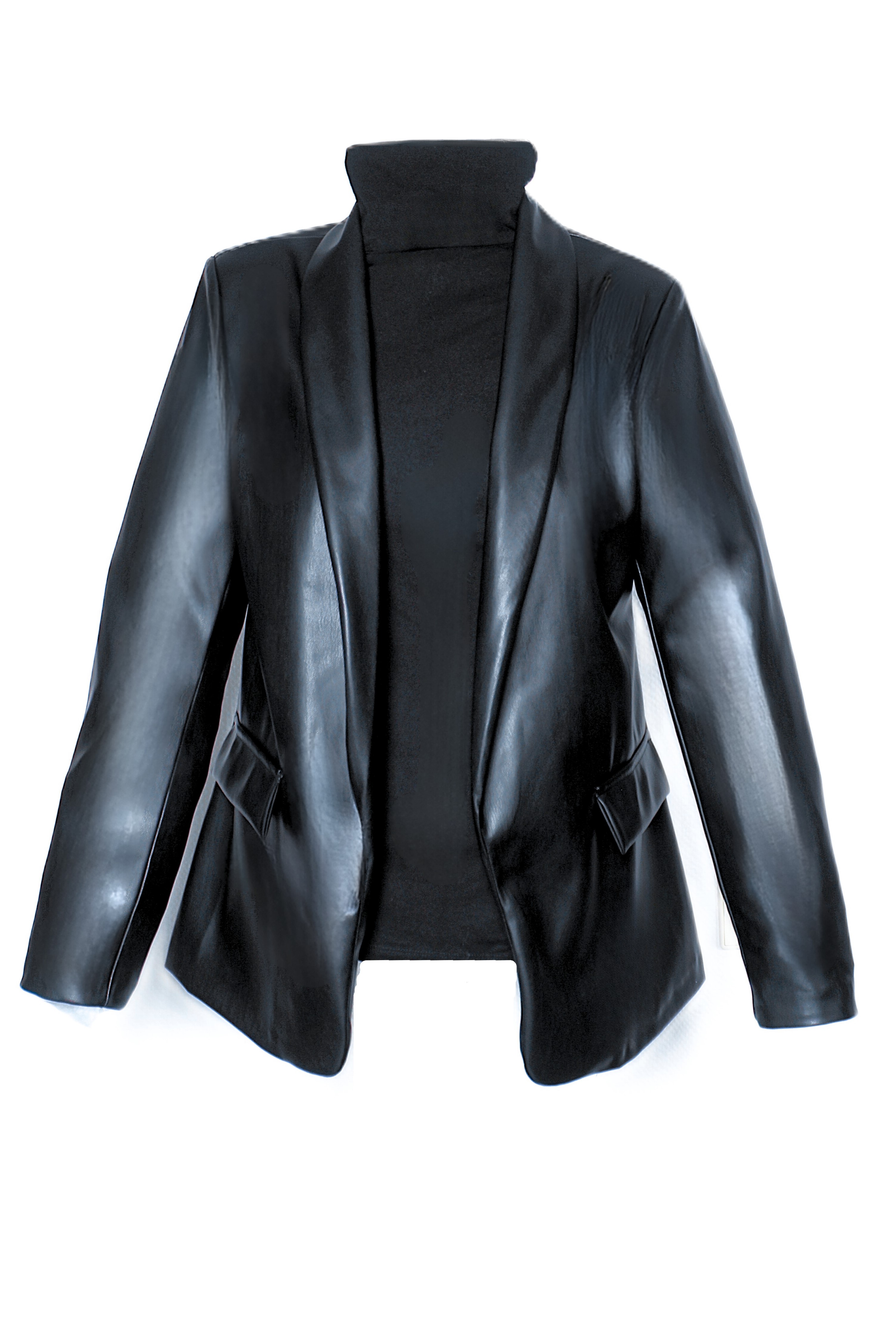 Leder-Blazer in Edel-Business Style aus hochwertigem Kunstleder in schwarz