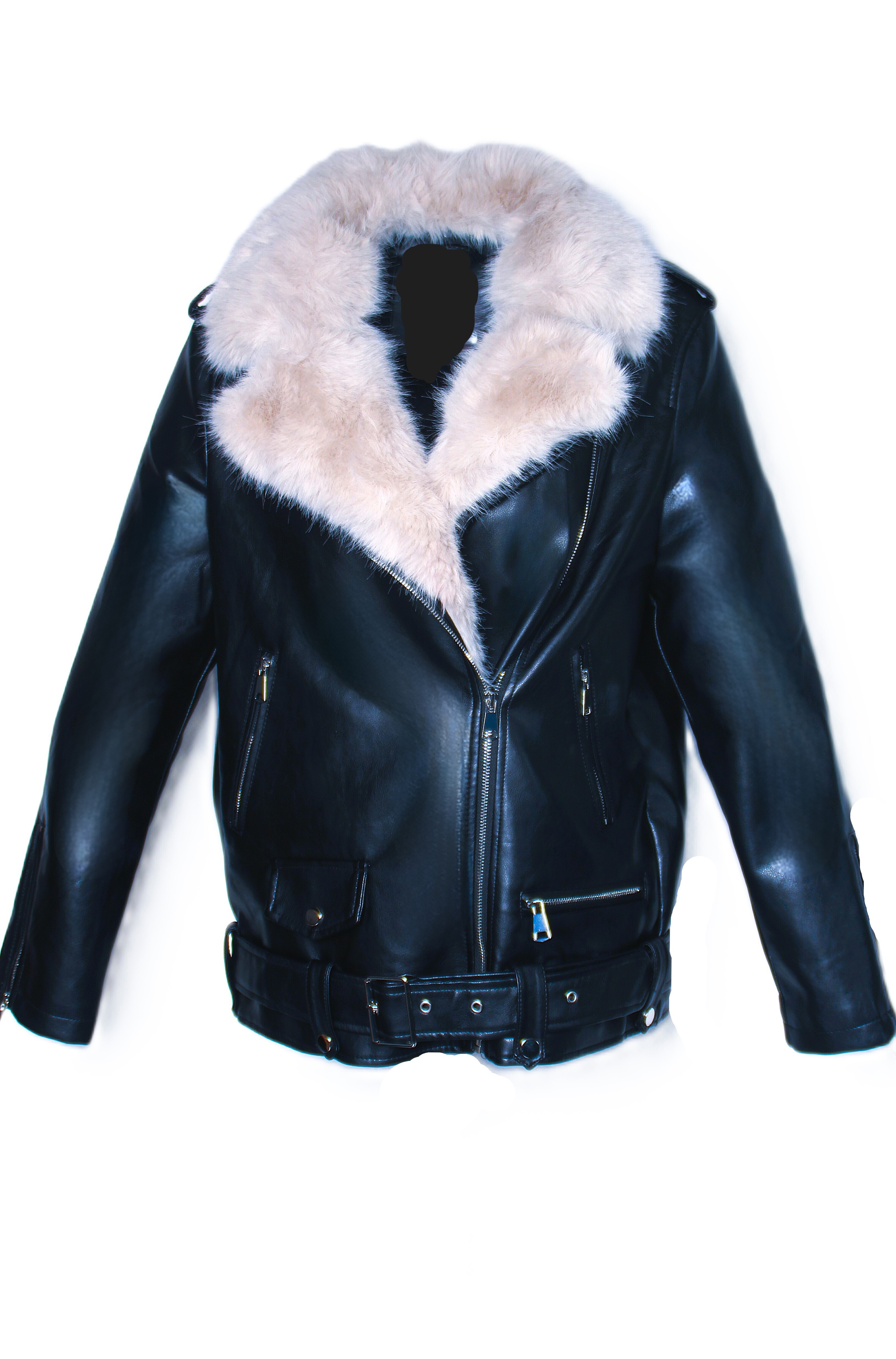 Lederjacke als Winterjacke - Biker-Jacke aus Kunstleder mit Kunstfell