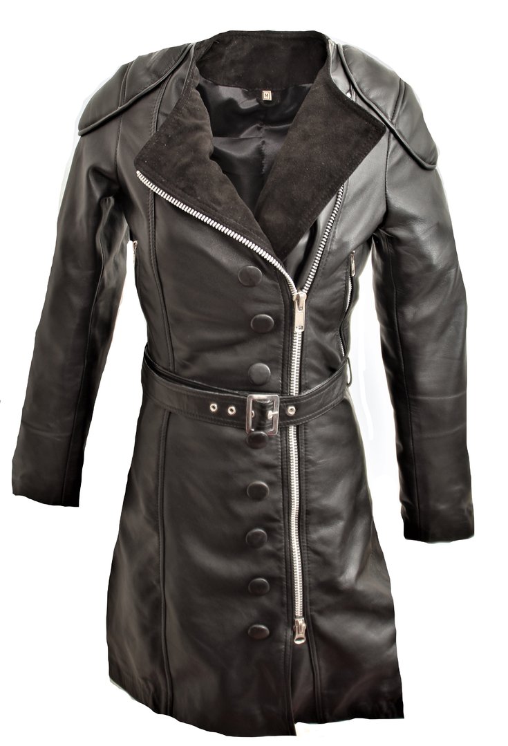 Leren mantel van zacht echt leer in zwart