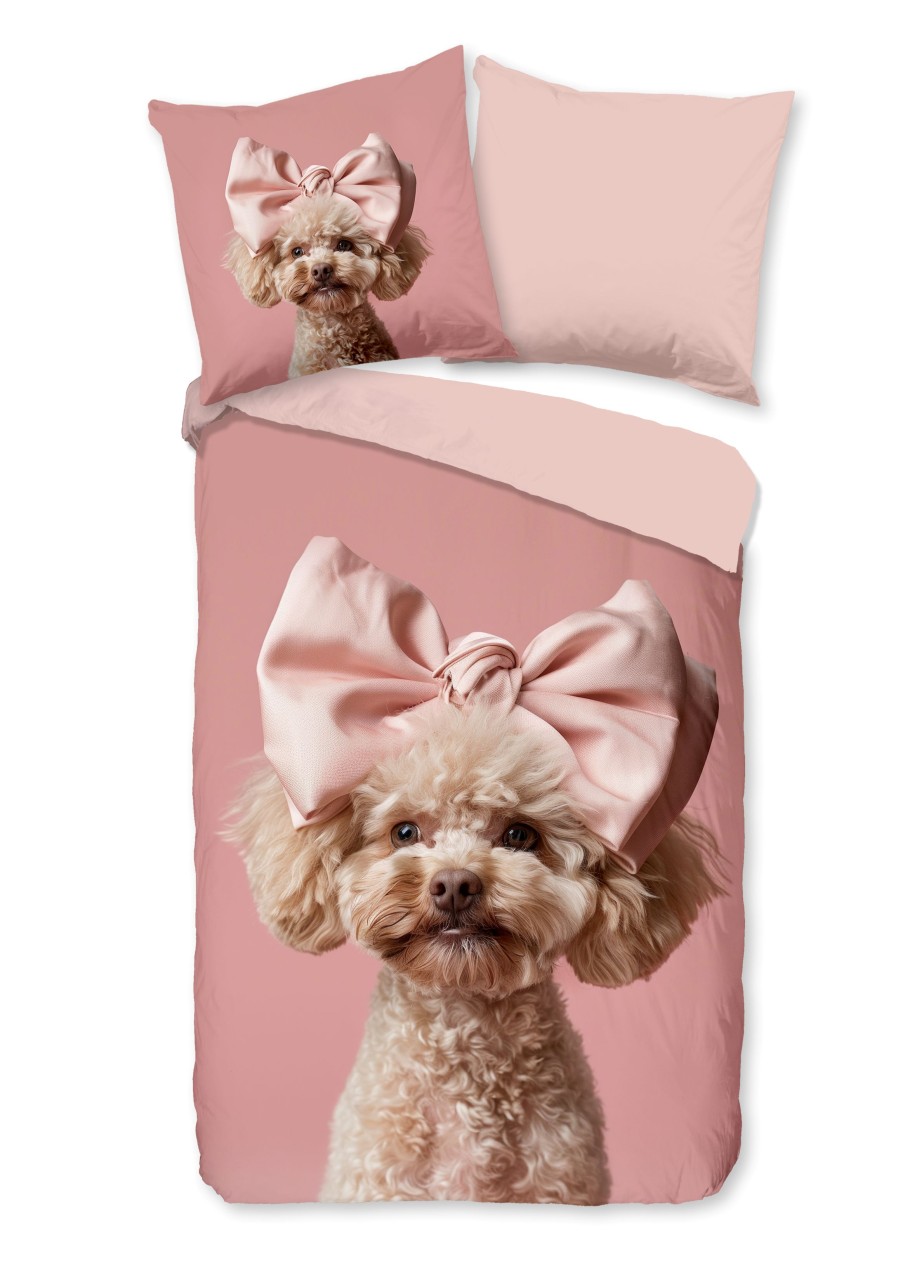 Good Morning Kinder Bettwäsche 135x200 Roxy Wende Pudel Hund rosa 33234