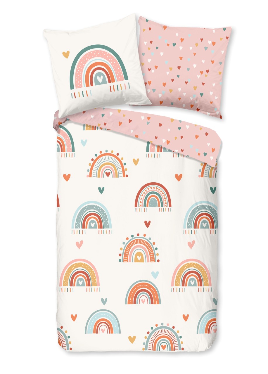 Good Morning Kinder Baby Bettwäsche 100x135 Louie Indie Herzen Regenbogen 33032
