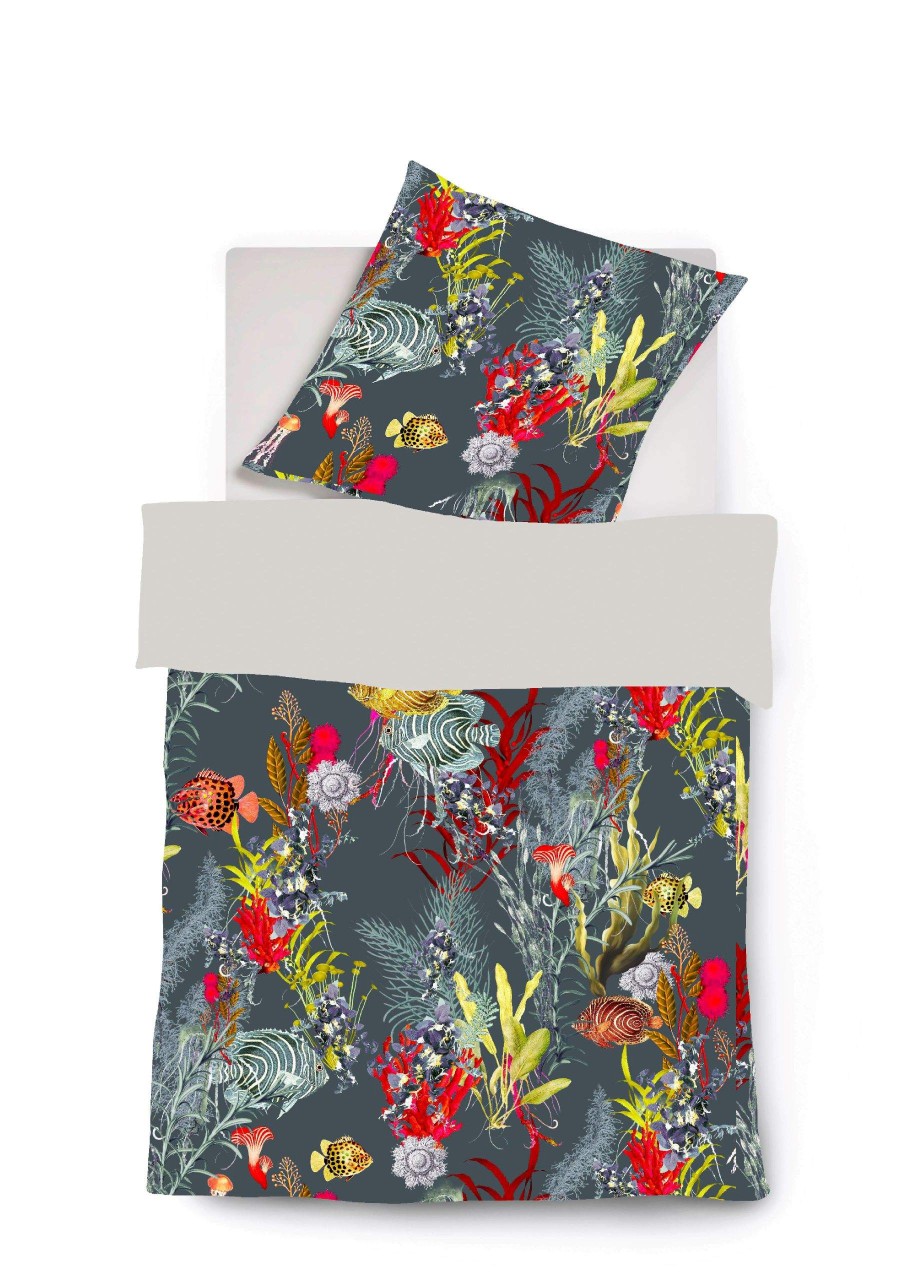 Fleuresse Mako-Satin Bettwäsche 135x200 Fische Korallen Meer Sea Wende 114200-7