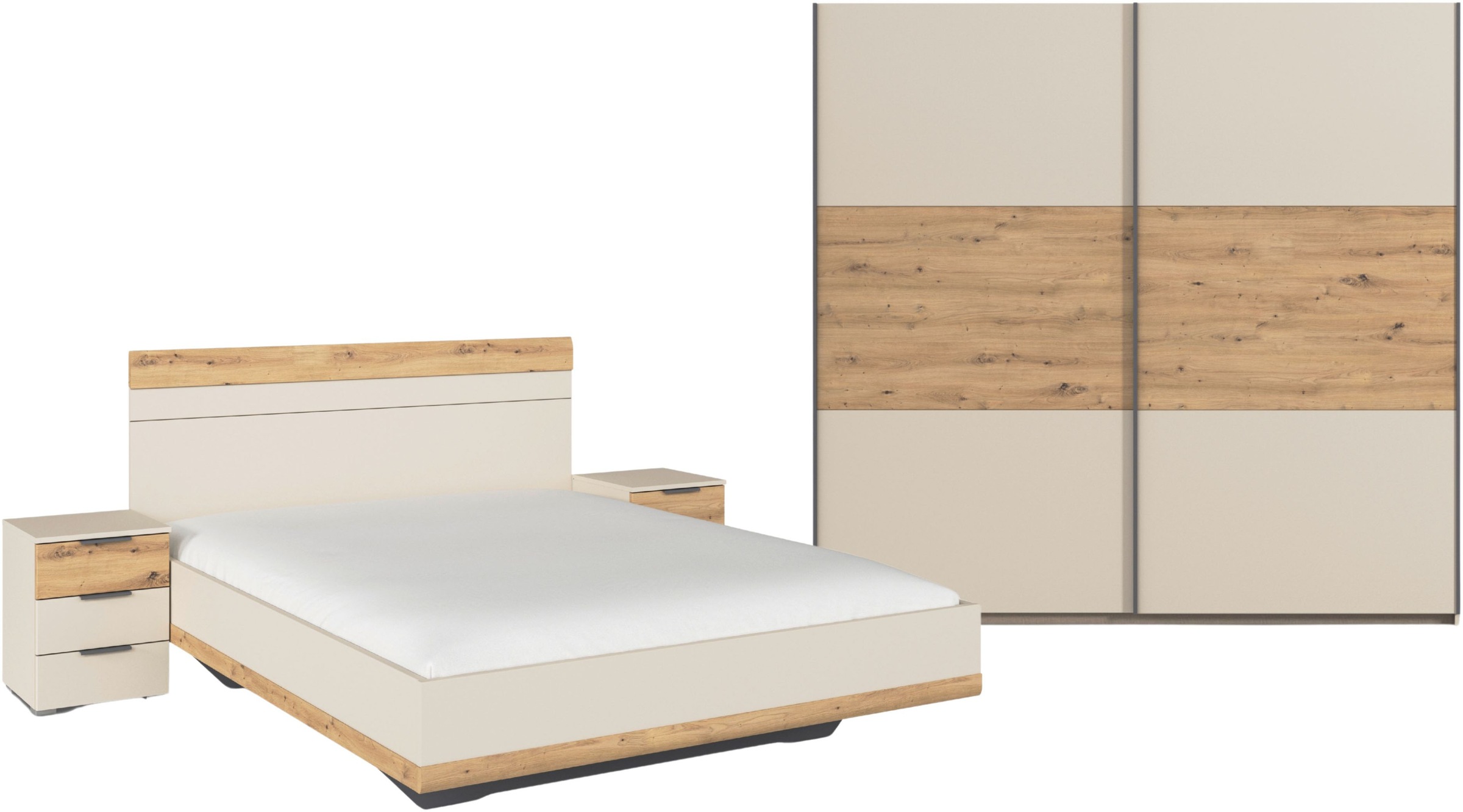 rauch Schlafzimmer-Set 'Komplettschlafzimmer Schlafzimmer Schlafzimmermöbel SAJO' Set, Set: Kleiderschrank mit/ohne Spiegel, Bett in 2 Breiten, 2 Nachttische, 4 Stk. tlg. optional mit Spiegel am Kleiderschrank MADE IN GERMANY