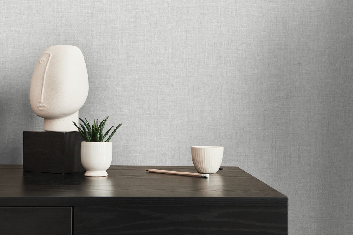 living walls Vliestapete 'Stories of Life hochwertige Tapete Hellgrau Vliestapete' Leinenoptik  einfarbig  uni leicht strukturiert moderne Wandtapete für Wohnzimmer Tapeten Wohnzimmer Schlafzimmer Flur