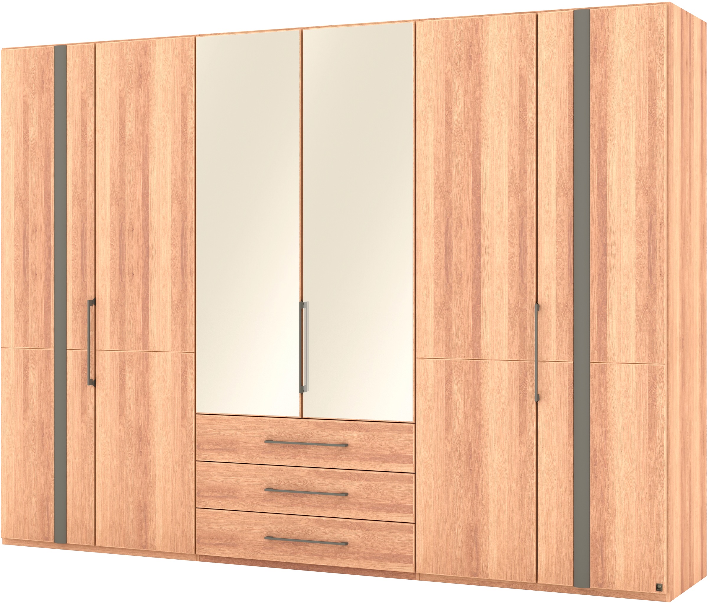 Musterring Kleiderschrank 'Sorrent, Kleiderschrank, teilmassiv Eiche' mit Türdämpfern, mit Schubladen, extra Böden, MADE IN GERMANY, Türen in Eiche massiv und als Parsol-Bronze-Spiegel, mit Schubkästen