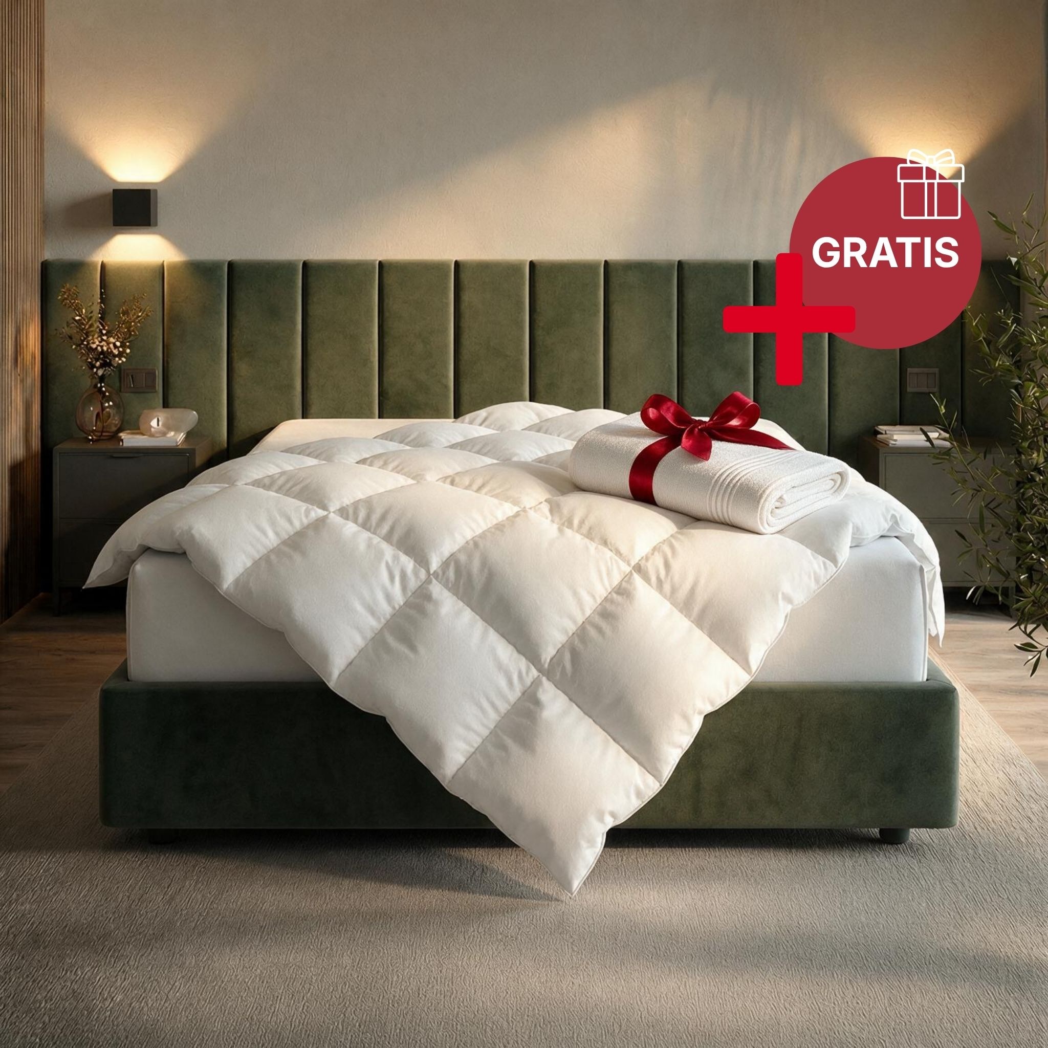 RIBECO Daunenbettdecke 'Johanna, Bettdecke Nur für kurze Zeit GRATIS ein Handtuch dazu' normal Füllung 80Daunen20Federn 1 Stk. tlg. Topseller, Bettdecke in 135x200 cm & weitere Größen, Made in Germany